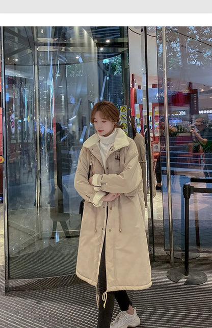 Daunen-Baumwoll-Parkas-Jacke für Damen, mittellang, über dem Knie, 2025, neue koreanische lockere Mode, Winter, gepolstert, weiblich, verdickt.