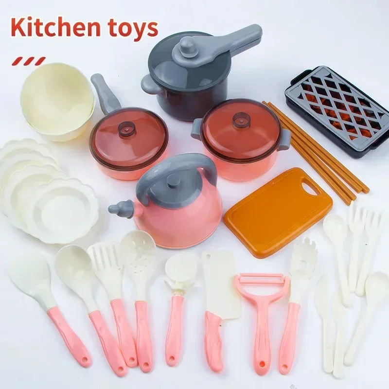 Kids Kitchen Toys Set 92/69/59 PCS Play Kitchen Accessories Kit with Play Pots Pretend Food Cooking Toy Toddler Girls Boy Gift.