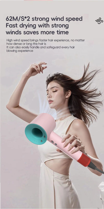 1.8m Professinal Leafless Hair Dryer Electric Hair Dryer High Speed 1600W Negative 200 Million Anion Blow Dryer Silent Hair Drye