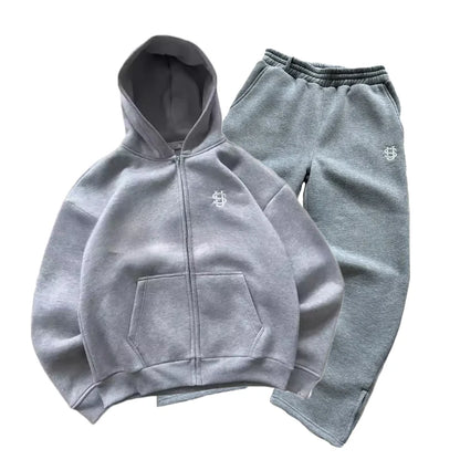 Streetwear Hoodie Sets Mens Y2K Straight Sweatpants Fashion Embroidery Logo Suits Casual High Street Couple Training Suit