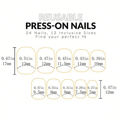 ARTAUG 24PCS Short Press On Nails Square Pink Fingertip White French Trim Press On Nails Full Cover Fake Nails Set Nail.