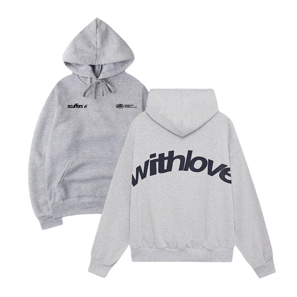 Fanceey Fleece-gefüttertes Herren-Kapuzenpullover, Winter, warm, lockere Passform, Buchstabendruck, lässiger Sport-Pullover, Kapuzenpullover für Herren, Neu