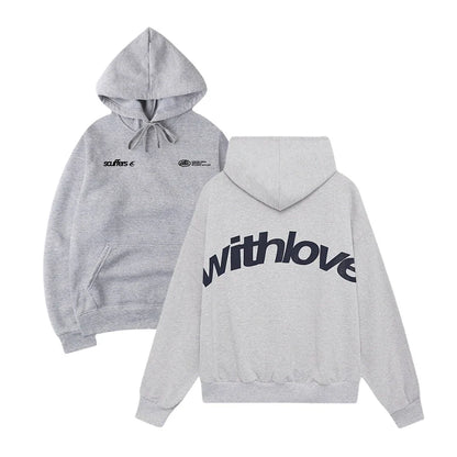 Fanceey Fleece-gefüttertes Herren-Kapuzenpullover, Winter, warm, lockere Passform, Buchstabendruck, lässiger Sport-Pullover, Kapuzenpullover für Herren, Neu