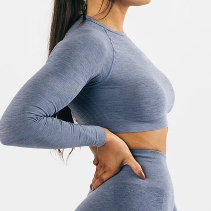 Seamless Workout Gym Training Shirts Long Sleeve Sports T-shirts Women Athletic Crop Sport Shirt Sportswear Yoga Clothes.