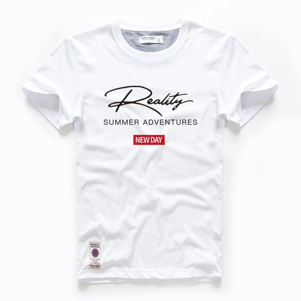 Men's T-shirt Cotton White Blue T Shirt Men Autumn Summer Causal O-neck Basic Tshirt Male High Quality Classical Tops Designer.