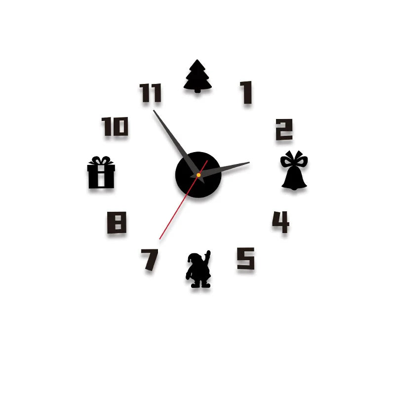 3D Acryl Digitale Wanduhr Weihnachten Design Spiegel Wanduhr Mode Kleine Runde Wanduhr DIY Selbstklebende Uhren