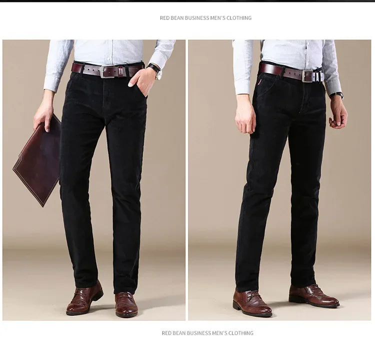 Herren Cord-Freizeithose, gerades Bein, lockere Passform, Jugend, Winter, dicke warme Samt-Jogginghose, Jogginghose, Baggy-Jogginghose