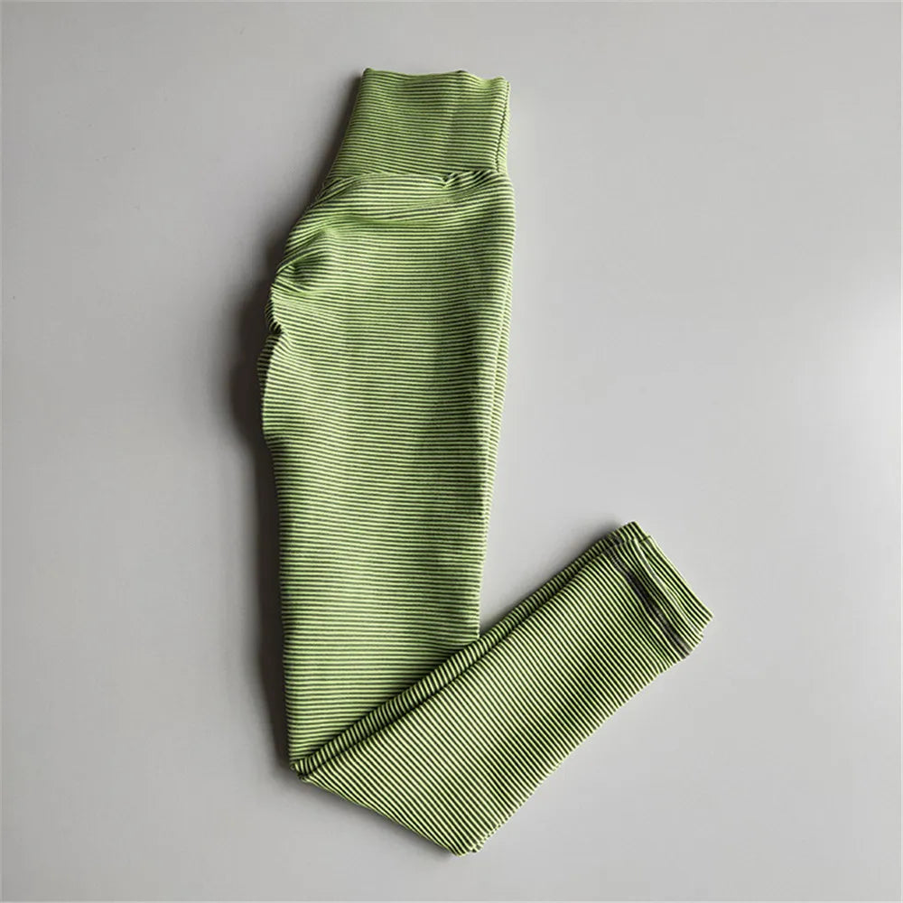 Seamless Leggings Women Running Sport Trousers High Waist Booty Lifting Yoga Pants Gym Fitness Jogging Workout Stripe Tights.