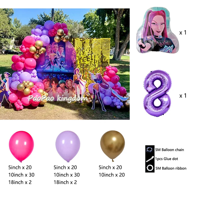 Kpop Dämonenjäger Themen Mädchen Geburtstag Luftballons Dekoration Anzahl Ballon Partyzubehör Babyparty Film Halloween Ballon