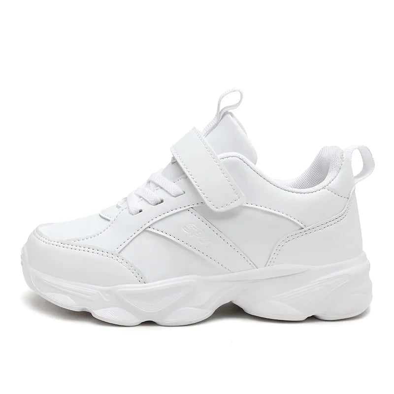 Children Shoes Kids Casual Sneakers Black Pu Leather Sports Shoes for Boy Girls White Shoes School Running Tennis Sneaker.