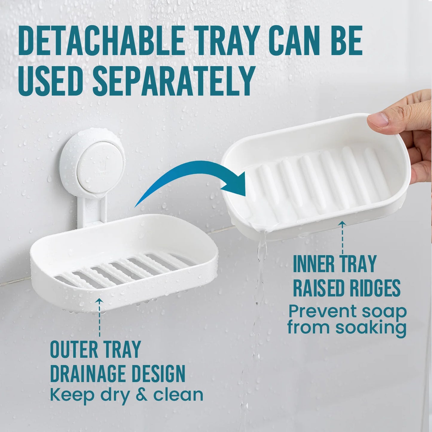 TAILI Seifenschale für die Dusche, wasserdichter Duschseifenhalter, robuste Seifenschale ohne Bohren, Seifenhalter für Badezimmer, Küchenspüle