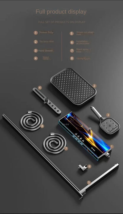 Bluetooth Music Digital Bathroom Shower System Ambient Lighting thermostatic Digital Bathroom Shower Set Faucets Accessories