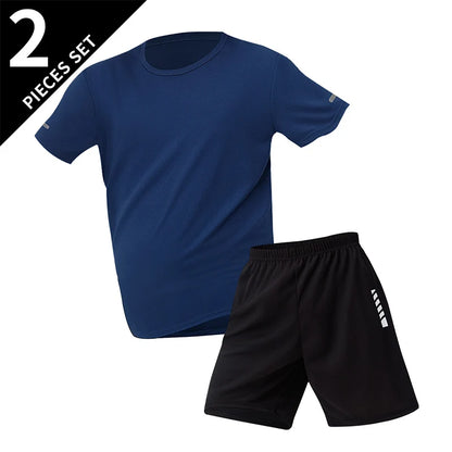 2/4/6 Pcs Plus Size Men's Quick-drying Short-sleeved Shorts Suit Men's Leisure Sports Running Fitness T-shirt Joker Shorts Teen
