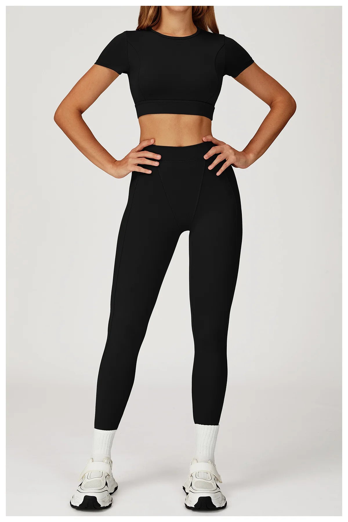 Customized LOGO women's new nude yoga suit tight shock-proof sports running outdoor fitness yoga suit two-piece set