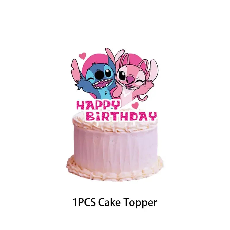 Disney Lilo Stitch Geburtstag Party Dekoration Kinder Stitch Thema Geschirr Set Engel Luftballons Happy Banner Zubehör für Mädchen zugunsten