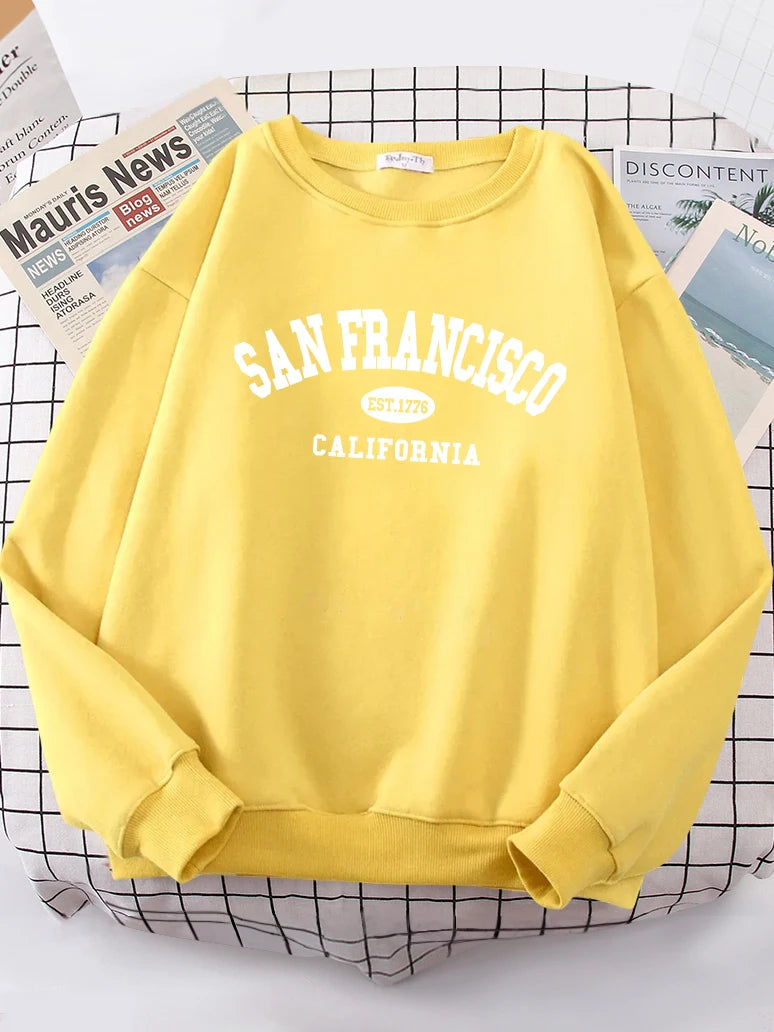 Sanfrancisco Est.1776 California Letter Street Hoodies Women Street Fit Hoodie Hipster Oversized Hoody hip hop All-match Top.