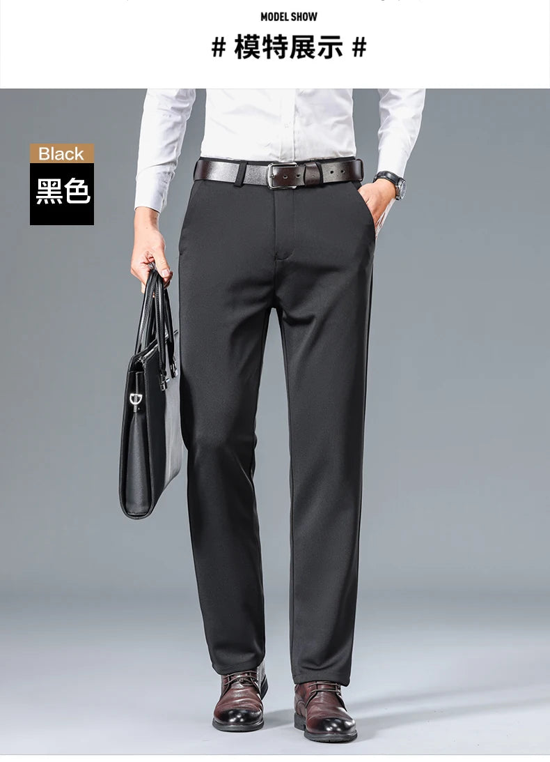 Top Quality New Brand Casual Fashion Long Pants Business Hight Stretch Straight Comfortable Korean Trousers Men Clothing.