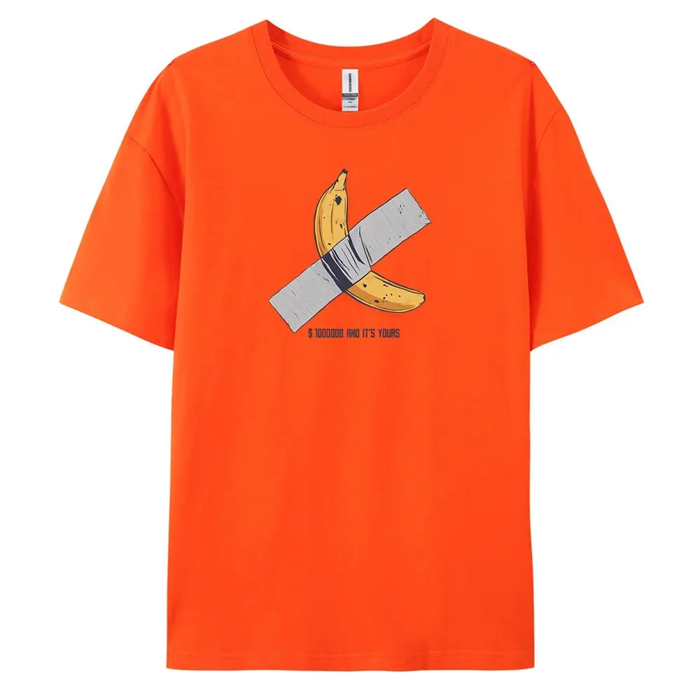 Banana Men's Casual Short-sleeved T-shirt with 100% Cotton Fashion print Tees oversize