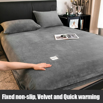 1pc Warm Winter Elastic Fitted Sheets Adjustable Flannel Velvet Mattress Cover Fluffy Fitted Bed Sheets for 200 Queen 180 size