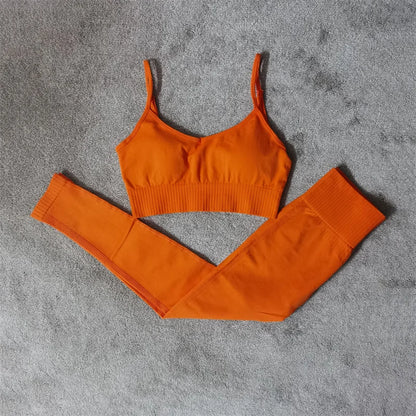 Fitness Yoga Set Seamless Sport Women's Sportswear High Waist Leggings Workout Outfits Two Piece Shorts Sets Womens Gym Clothing