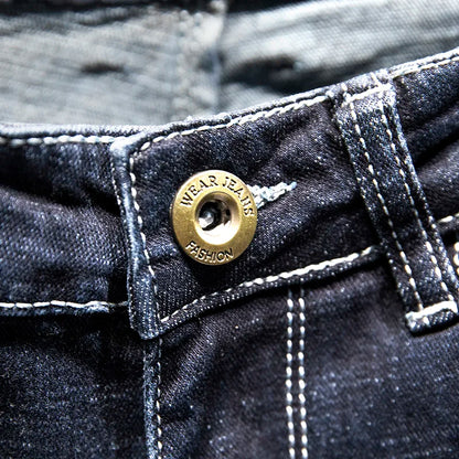 2025 New Ripped Jeans Men Slim-fit Denim Pants Cotton Korean Style Fashion Elasticity Versatile Blue Black Men's Clothing.