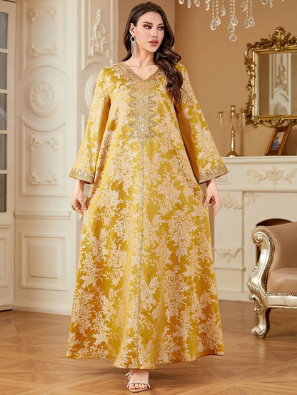 New Women Muslim Embroidery Maxi Dress Abaya Dubai Kaftan Eid Djellaba Kebaya Caftan Marocain Femme Robe Islam Jalabiya Vestidos.