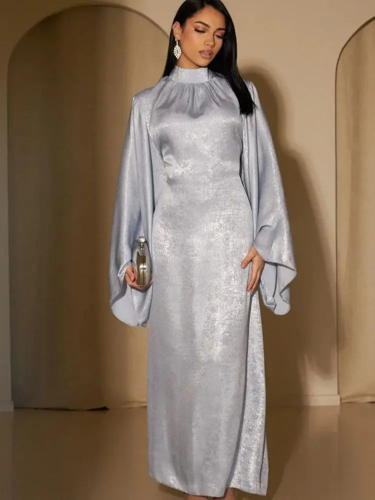 Ramadan Satin Shimmer Abaya Damen Dubai Luxury Islam Muslim Kaftan Dresses Kebaya Abayas For Women Robe Musulmane Femme Vestidos.