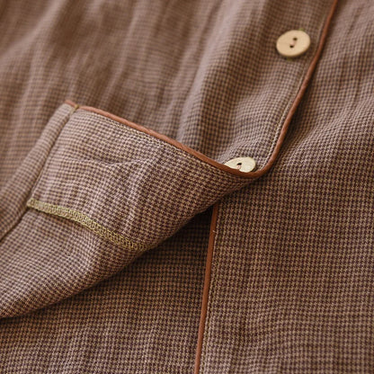 2025 New Spring Couple's Pajama Set 100% Cotton Long Sleeve Long Pants Two Piece Set for Men and Women's Home Furnishings