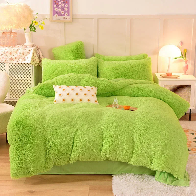 3/4PCS Luxurious Plush Duvet Cover Set – Cozy & Soft Bedding, Perfect for Bedroom Comfort, Ideal for Guest Rooms and Dorm Aesth