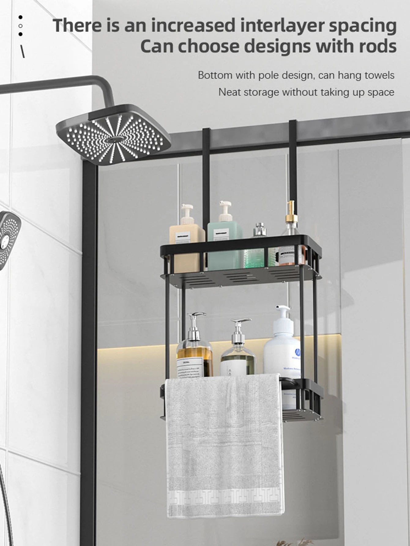 1 Stück Duschregal über der Tür, Badezimmer-Aufbewahrungsregal, Badezimmer-Hängeregal, doppelschichtiges Duschregal, Badezimmer-Caddy Organiz