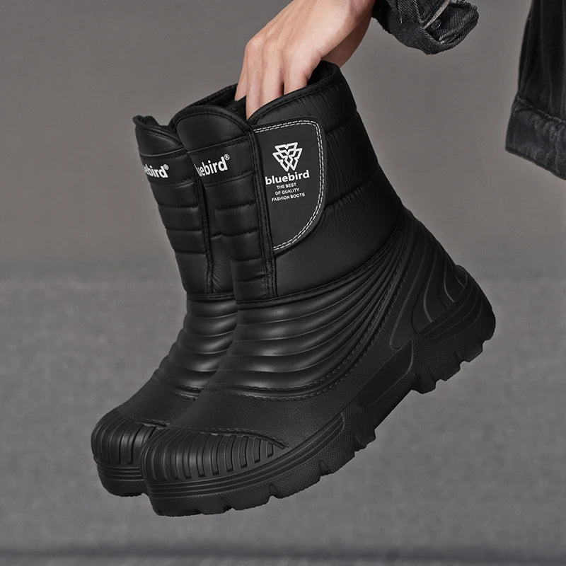 Men's Snow Boots Outdoor Comfortable Fleece-lined Warm Men's Outdoor Hiking Men's Shoes for Men Boots With Short Plush Men Boots.