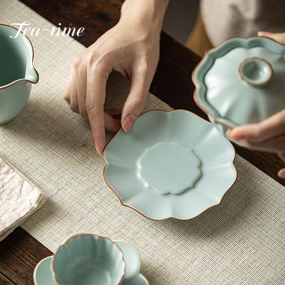 155ml Imitation Song Dynasty Azure Ru Kiln Gaiwan Porcelain Bowl Tea Bowl Tea Tureen Tea Brewing Cover Bowl Chinese Tea Set Gift.
