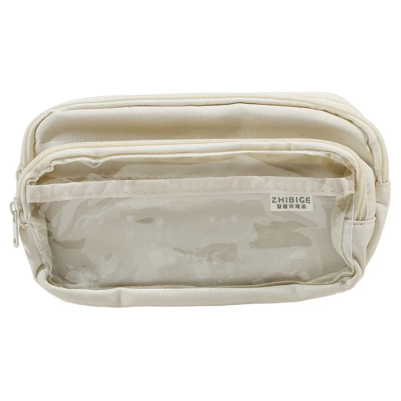 Chic Einfarbig Bleistift Fall Koreanische Einfachheit Transparent Stift Tasche Große Kapazität Organizer Tasche Schule Liefert Schreibwaren tasche