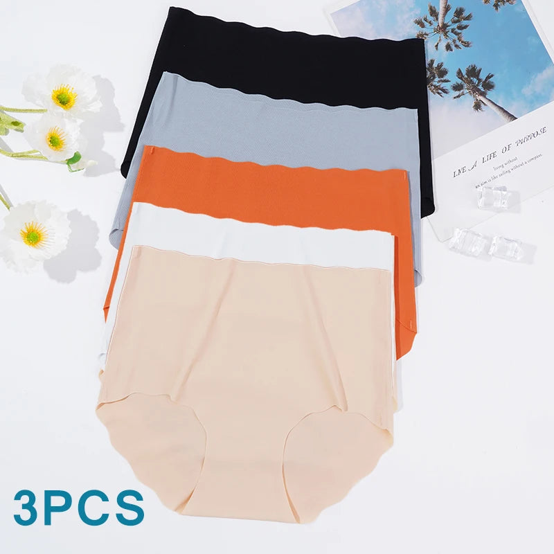3Pcs/set Invisible Panties Women Seamless Briefs Female Underpants Ultra-thin Underwear High Rise Panties Solid Comfy Lingerie.