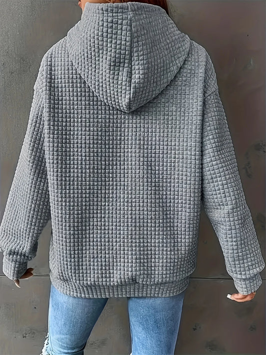 Plus Size Damenbekleidung, Waffelstrick-Oberteile für Damen, Katzenpfote, Liebesherz, bedruckt, Oversize-Kapuzenpullover für Damen mit Taschen-Sweatshirt