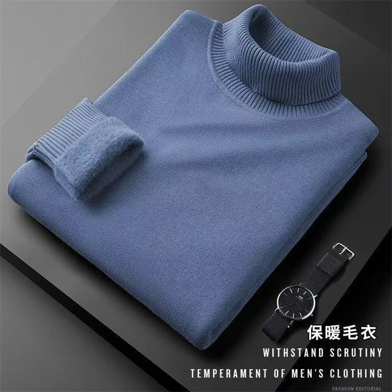 Turtleneck sweater men plus cashmere warm autumn and winter with boys men's black winter sweater base.