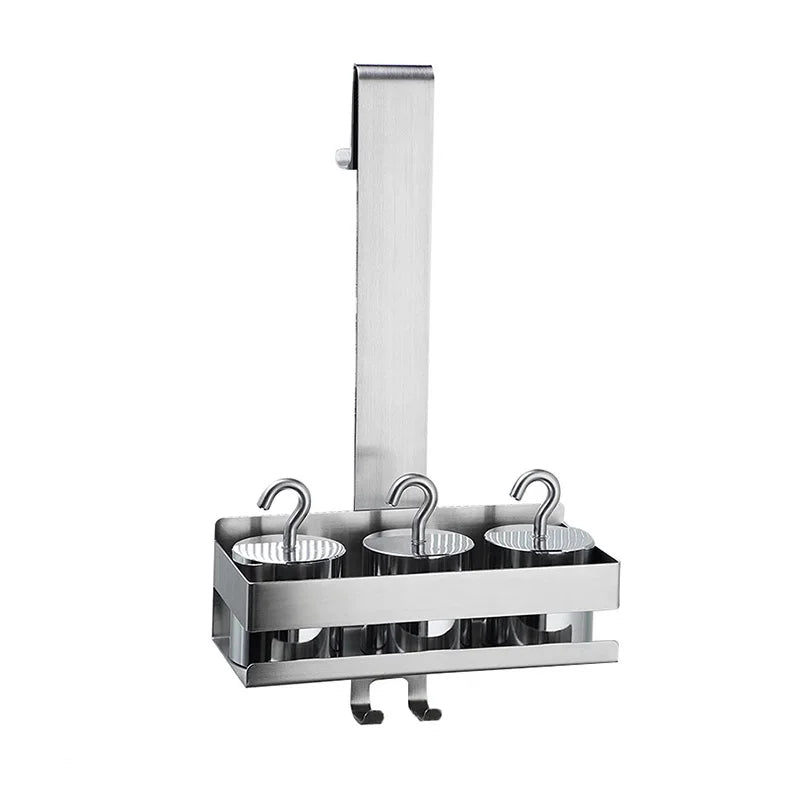 Badezimmer-Tür-Rückseite, hängendes Regal aus Edelstahl über Glastür, Aufbewahrungsregal, Shampoo-Halter, Aufbewahrungstablett für Toilettenartikel mit Haken