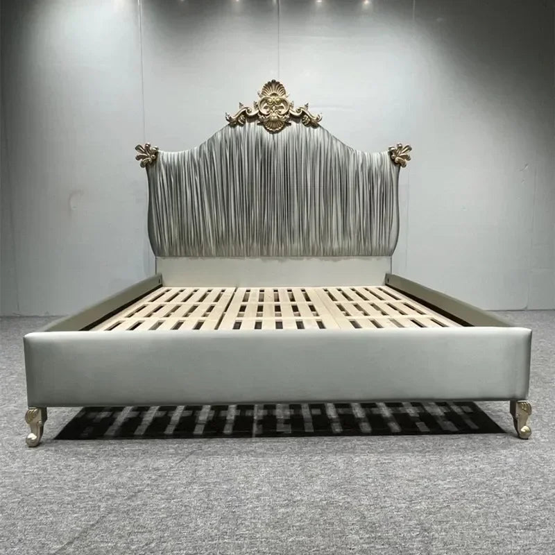 Klassisches europäisches Bett, Doppelbett, King-Size-Bett, Kopfteil, hochwertiges Bett, Twin, kreieren Sie das Hauptschlafzimmer, Cama De Casal, Wohnmöbel