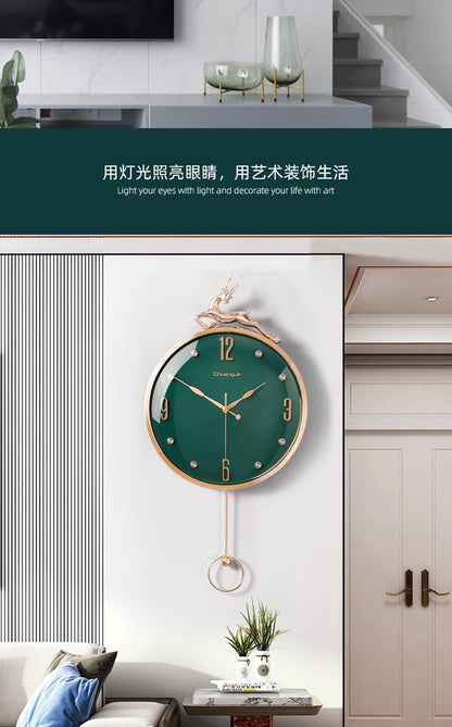 13-Zoll-Wanduhr mit verheißungsvollem Hirsch, nordisches kurzes Design, Wohnzimmer-Dekoration, Küche, Stummschaltung, Uhren, Kunst, Wanduhr, Heimdekoration, NEU
