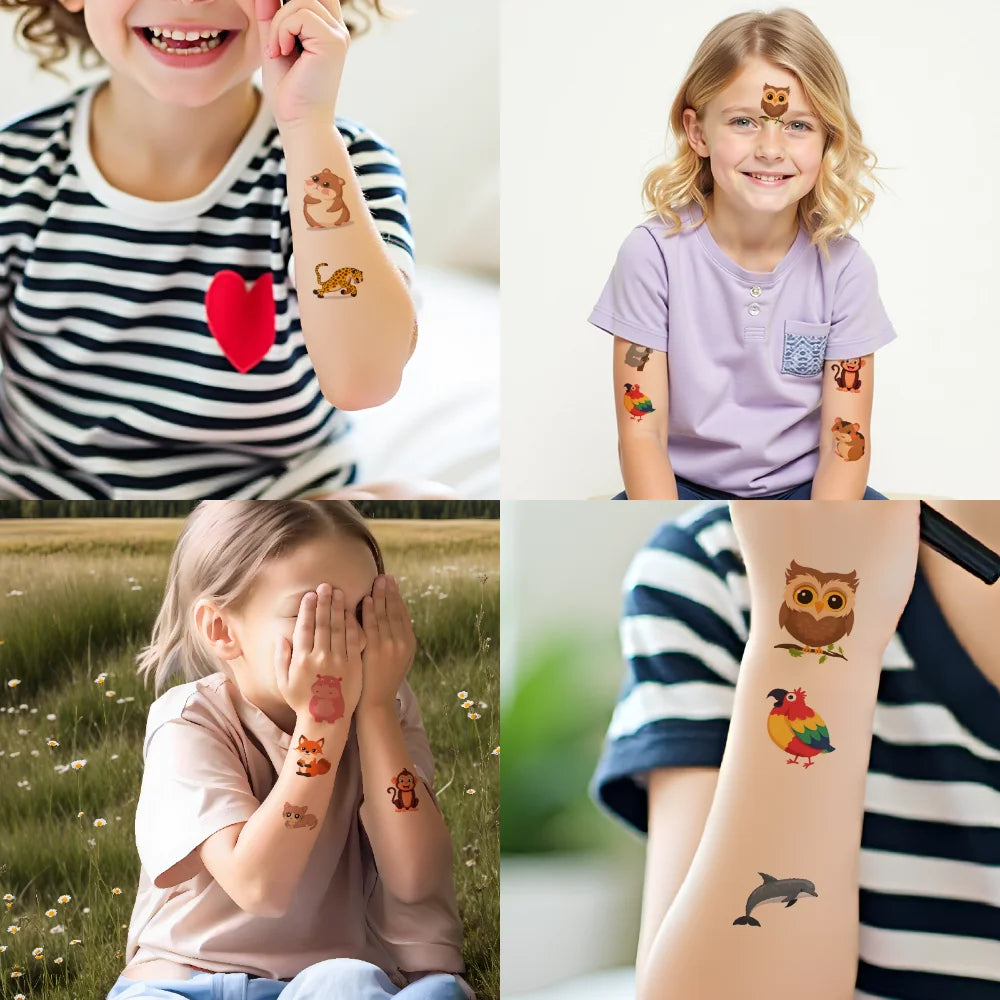 54 stücke Temporäre Tattoo Fictional Tier Darstellungen Cartoon Cartoon Tiere Wildlife Icons Temporäre Tattoo Aufkleber Für Arme.