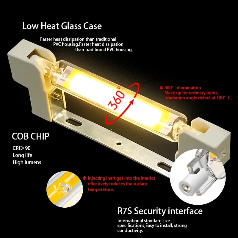 1-10pcs High Power LED R7s COB Glass Tube 78mm 118mm J78 J118 COB Light Bulb 110V 220V 15W 20W 30W 50W Home Replace Halogen Lamp.