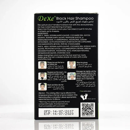 5 Pcs Dexe  Hair Dye Shampoo Product Fast Black Hair Shampoo White Become Black Color Grey Hair Removal for Men and Women.