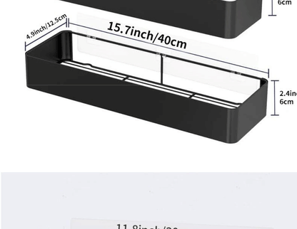 2 Packungen schwarzes Duschregal zur Wandmontage, Badezimmer-Organizer, Regal mit Haken, Küchendekoration, Regale an der Wand