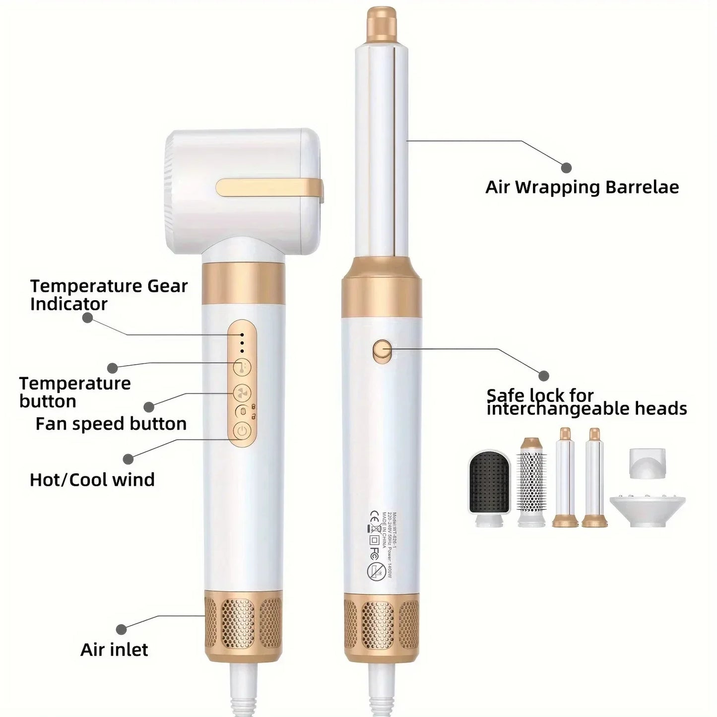 Tinsol 7 in 1 Hair dryer Professional Negative Ion curling Iron Hair Straightener Brushless Motor High Speed Hair Dryer Hot Comb