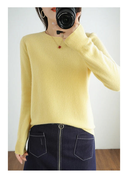 Herbst und Winter Kaschmirpullover Damen Rundhalspullover lässig gestrickt Top Damen kurze Unterwolle Mode 18 Farben