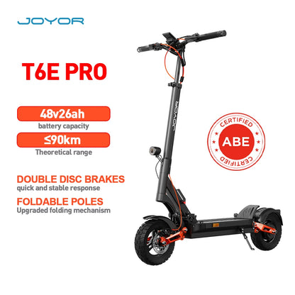 Joyor T6E ABE Electric Scooter for Adults 500W Folding E-scooter with 48V 18Ah Battery.