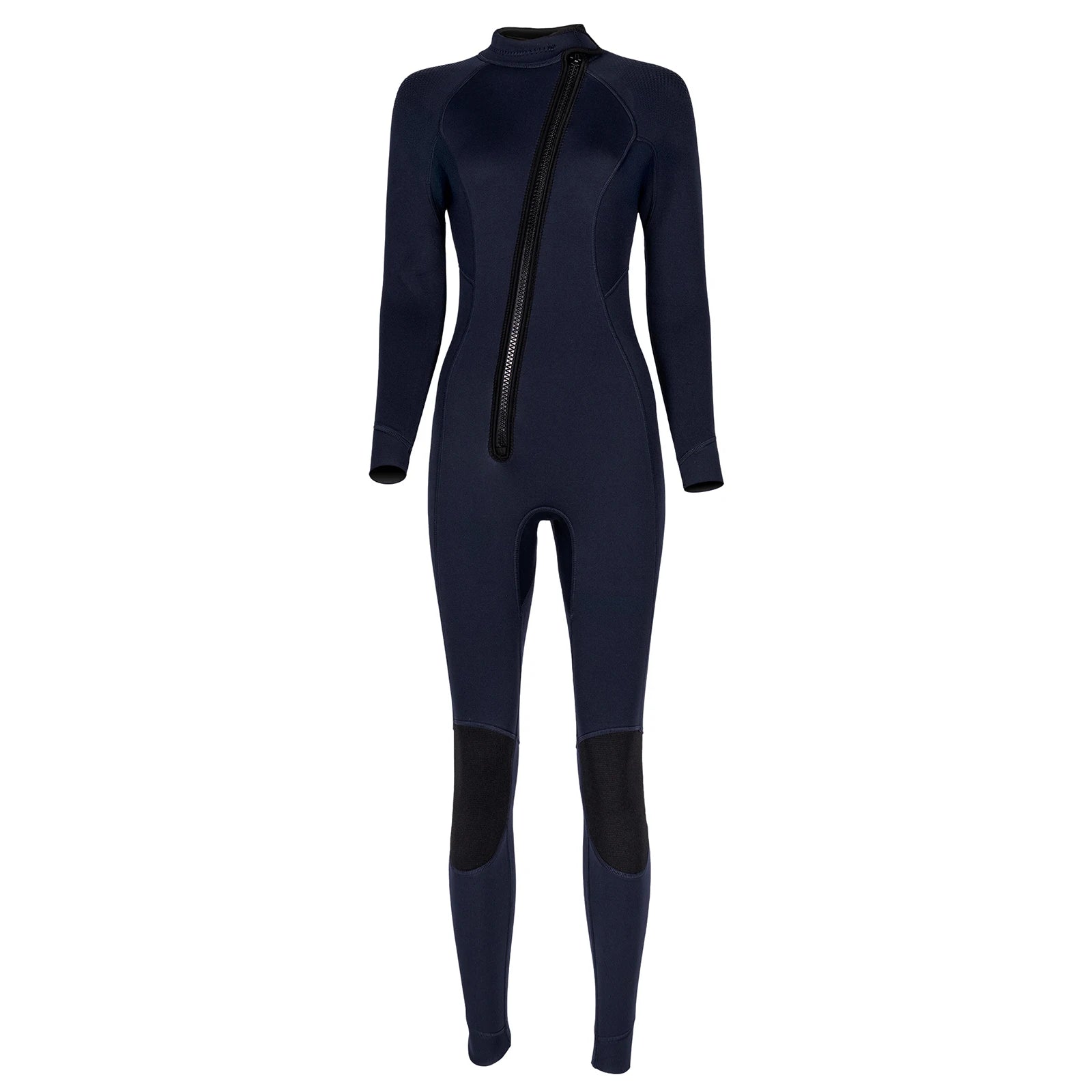 Women 3mm Neoprene One-Piece Thermal Wetsuit Mock Neck Long Sleeve Front Zipper Jumpsuit for Swimming Surfing Snorkeling Diving.