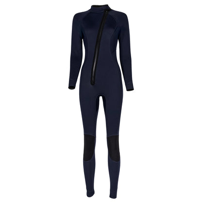 Women 3mm Neoprene One-Piece Thermal Wetsuit Mock Neck Long Sleeve Front Zipper Jumpsuit for Swimming Surfing Snorkeling Diving.