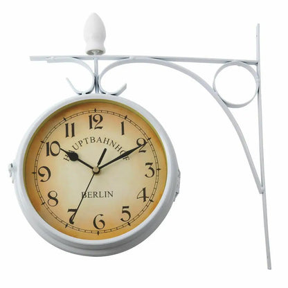 Stationsuhr Doppelseitige Wanduhr Runde Mount Wand Outdoor Garten Dekor Wanduhr Dia 25cm für Weihnachten Home Geschenke
