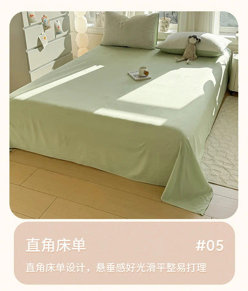 Washed Cotton Duvet Cover Set Quilt Set Ins Nordic Minimalist Style Grey Strip Bed Set Home Textile Bedding Set Bed Sheets 2025.